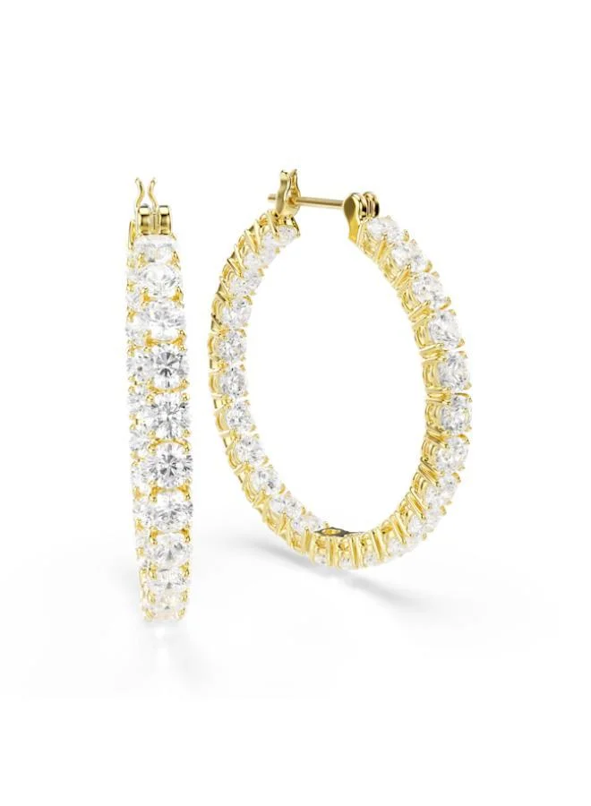Swarovski  Matrix White Crystal Gold Tone Plated Hoop Pierced Earrings for Women | Best Price UAE